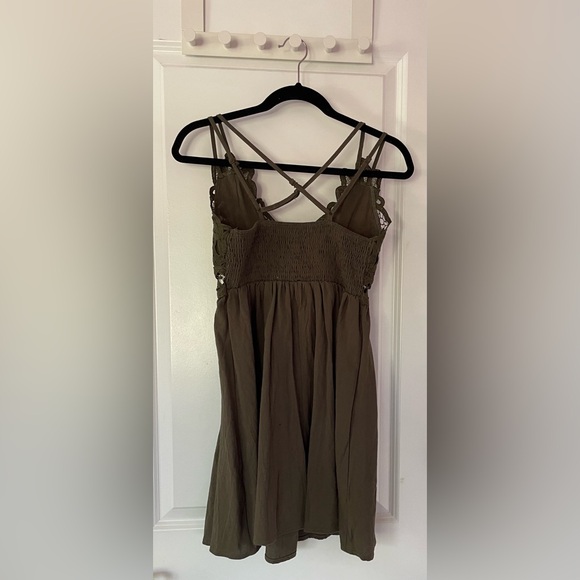 Army green dress with a lace top. - Picture 2 of 3